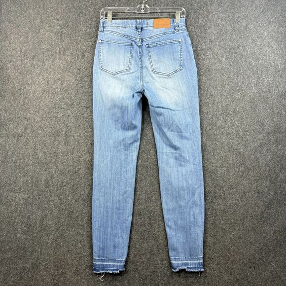 Judy Blue Skinny Fit Pull On Jeans Women's 5/27 Blue Light Wash Raw Hem - Picture 8 of 9